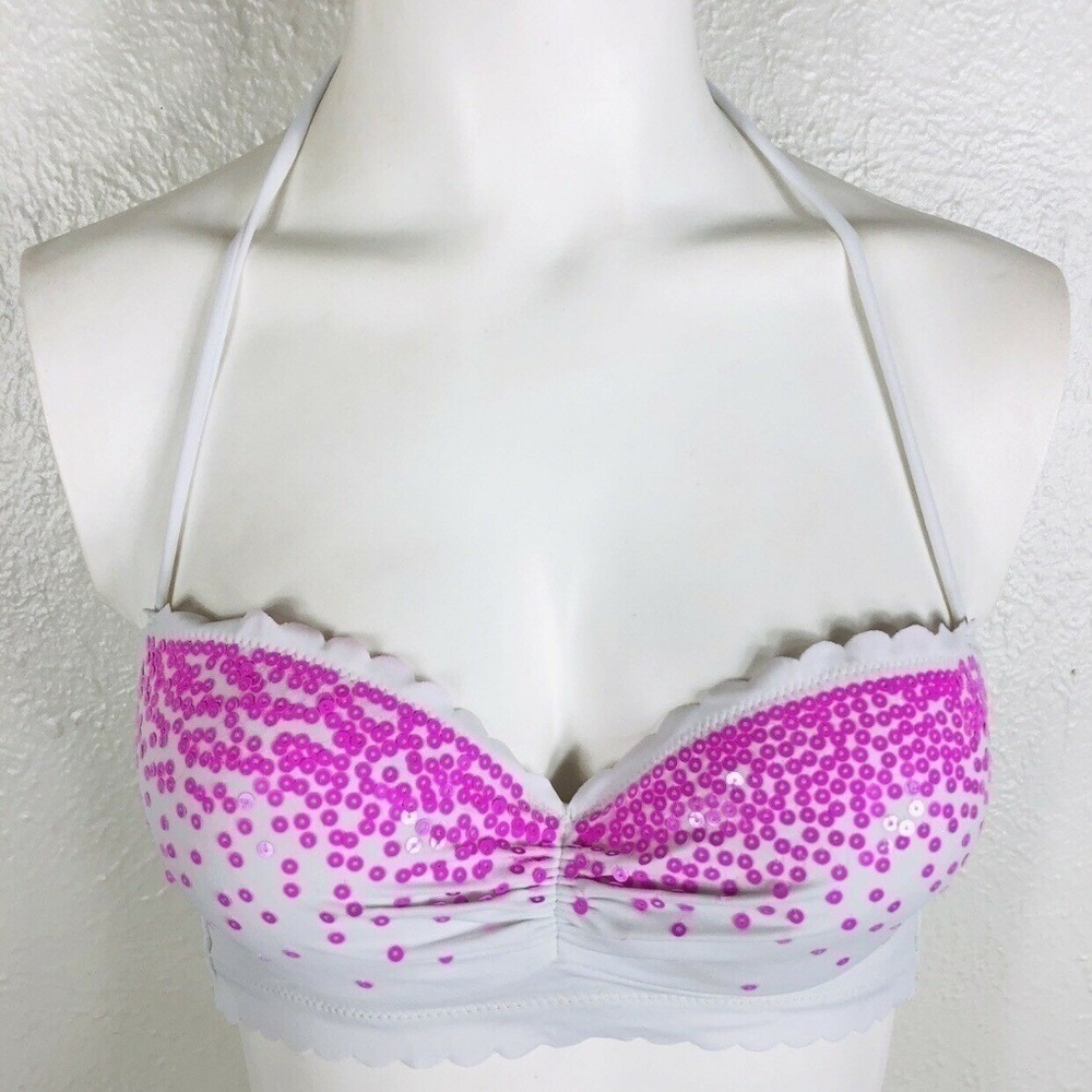 Victoria's Secret Size 32B Bikini Top White Sequin